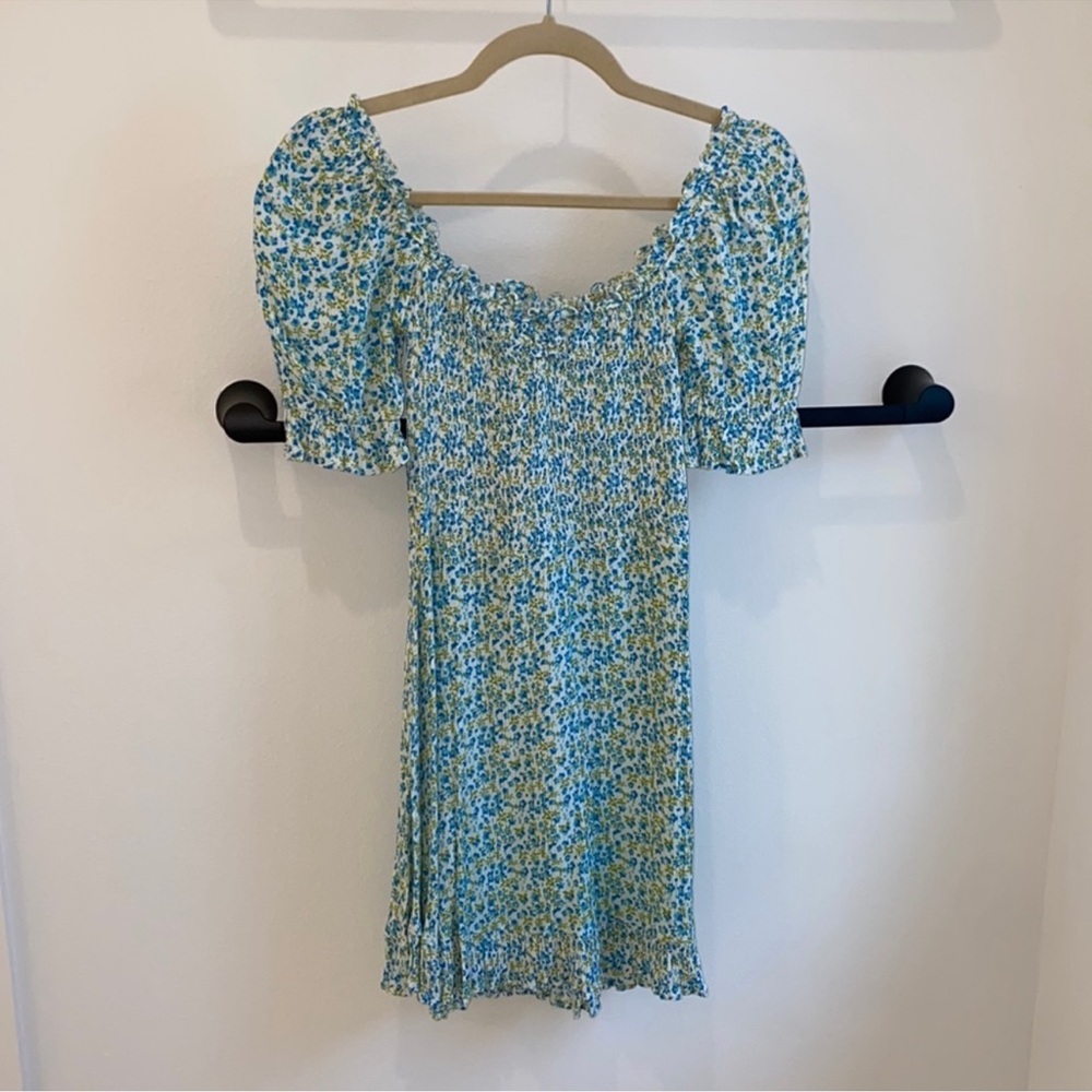 Faithfull the Brand Floral Blue and White Dress